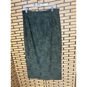 Studio C Green Sueded Paisley Midi Skirt Size‎ 14
